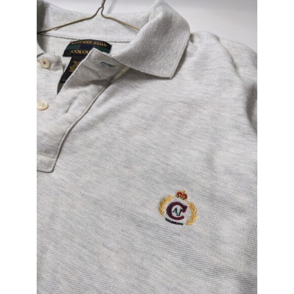 Y2K Beige Cotton Short Sleeve Polo - Golf Shirt Sz L Alexander Julian Colours - Picture 5 of 5